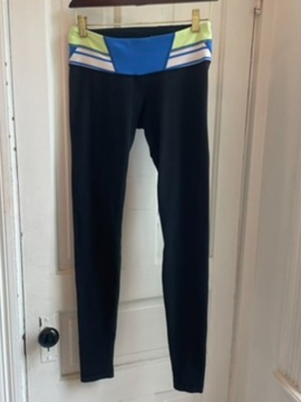 Lululemon Reversible Leggings Black Blue Green Colorblock Size 6